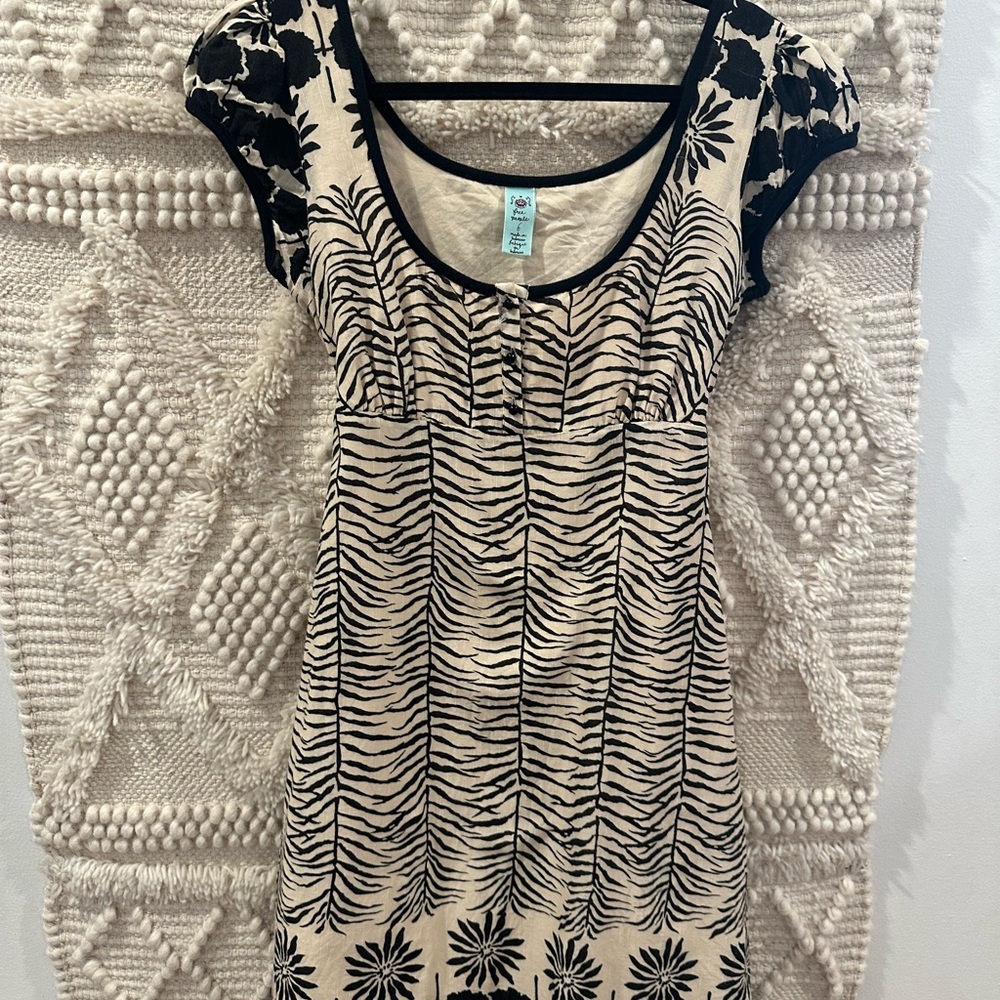 Free People Black and Cream Sheath Mini Dress